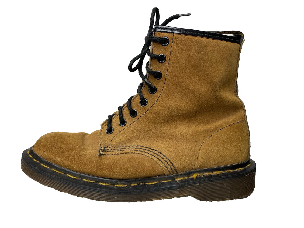 Dr. Martens Made in England 8 Eye Lace Up Suede Tan Combat Boots UK 6 US Women 8